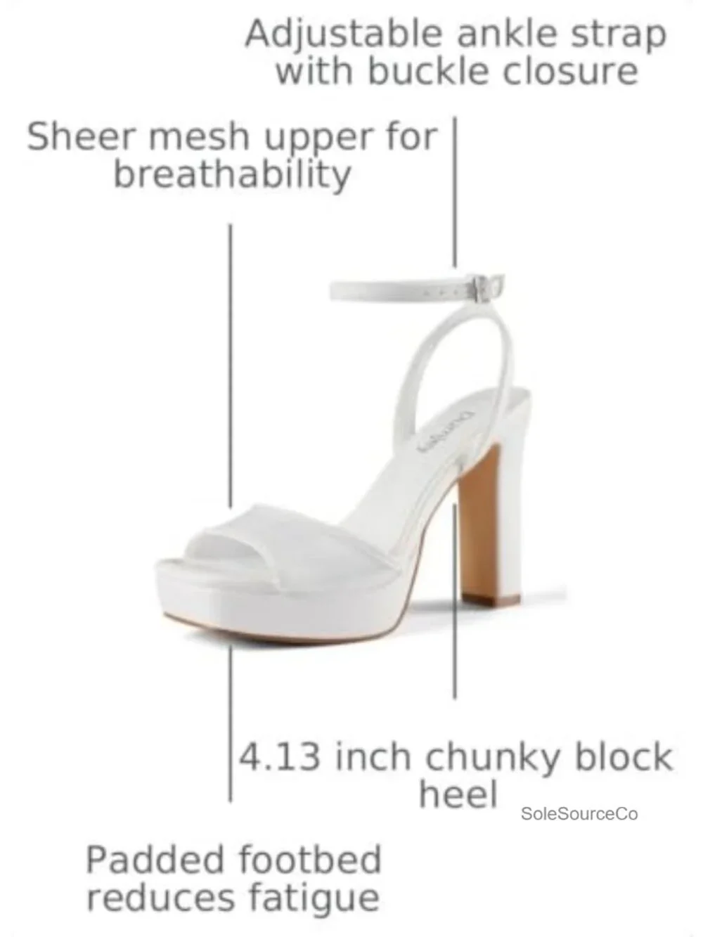 Women Platform Chunky Heel Sandals Square Open Toe Ankle Strap Wedge Bridal